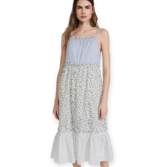 Rails Dora Floral gingham cotton midi dress size medium - Picture 1 of 13